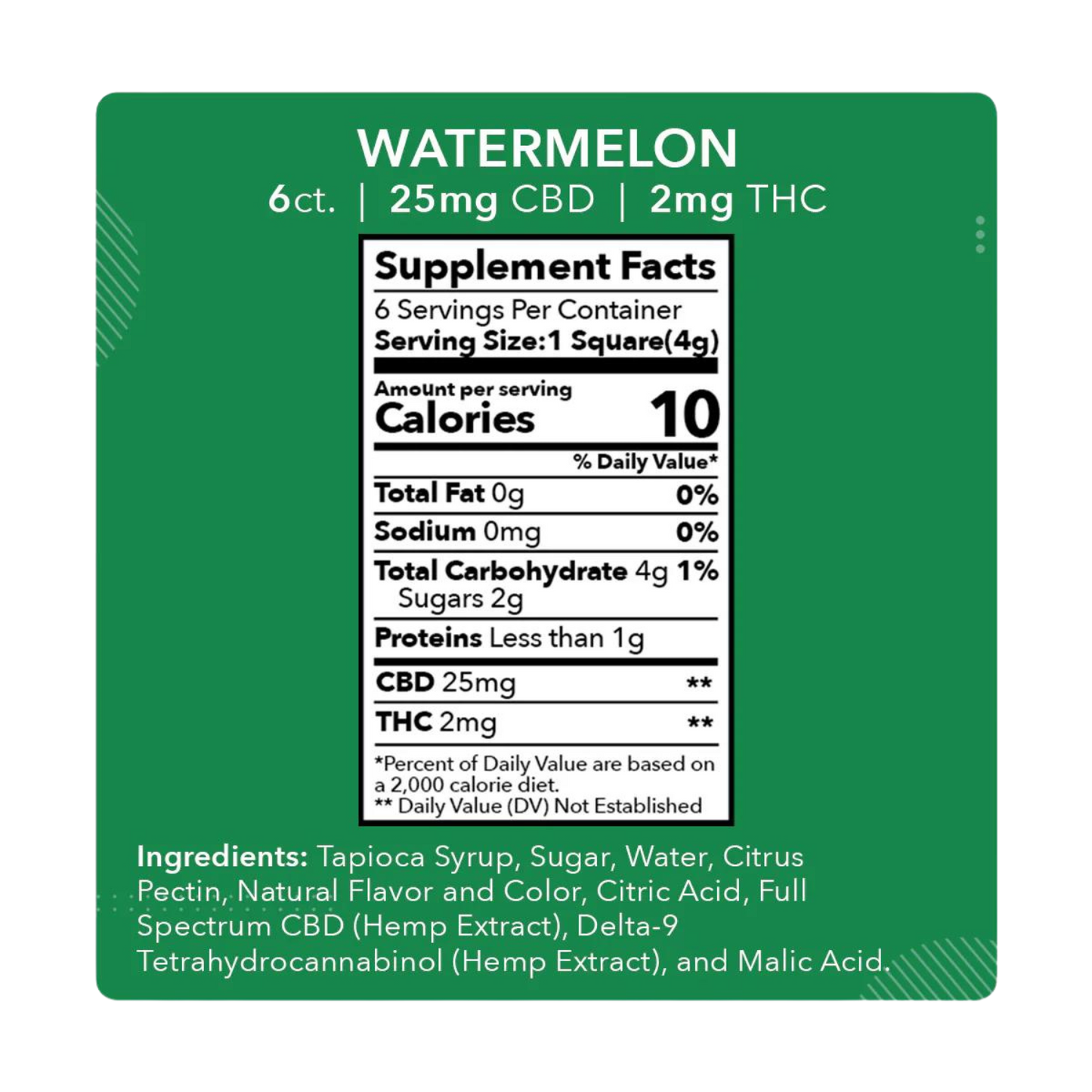 Gummies WATERMELON x6 - 25mg CBD / 02mg THC