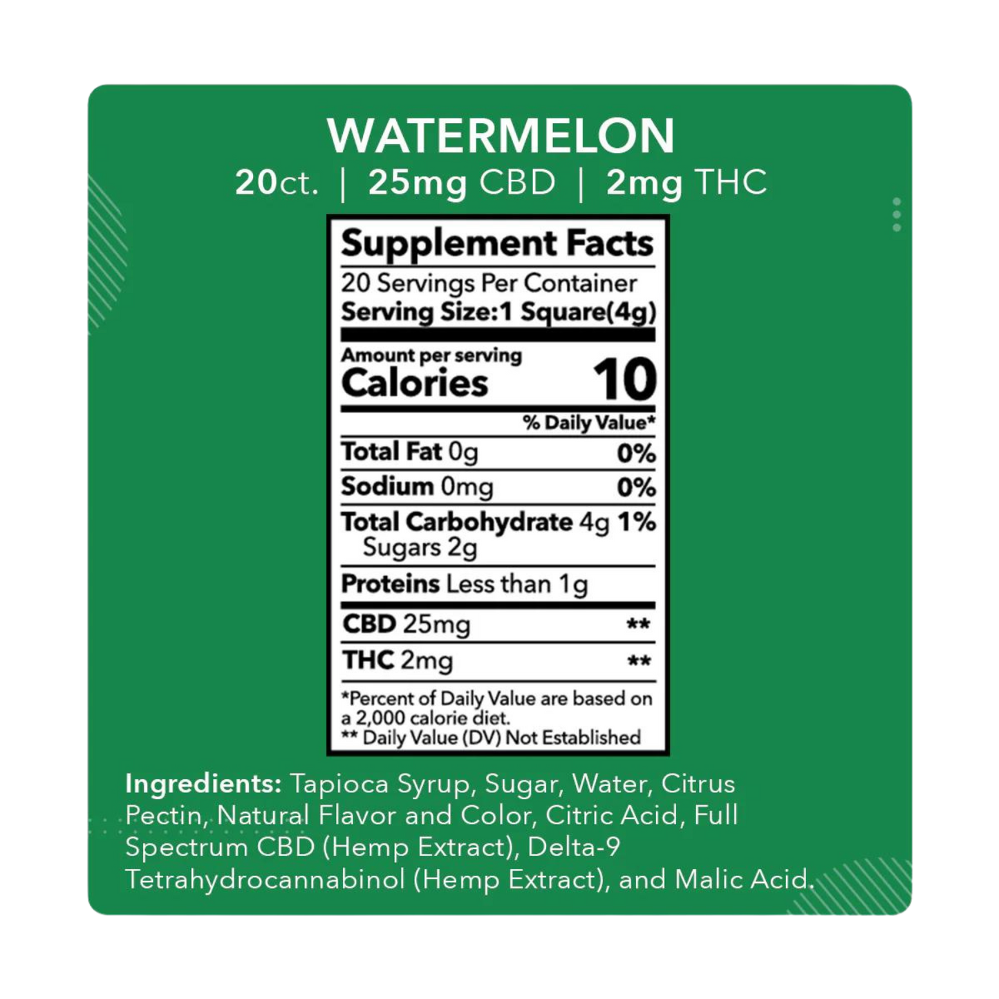 Gummies WATERMELON x20 - 25mg CBD / 02mg THC