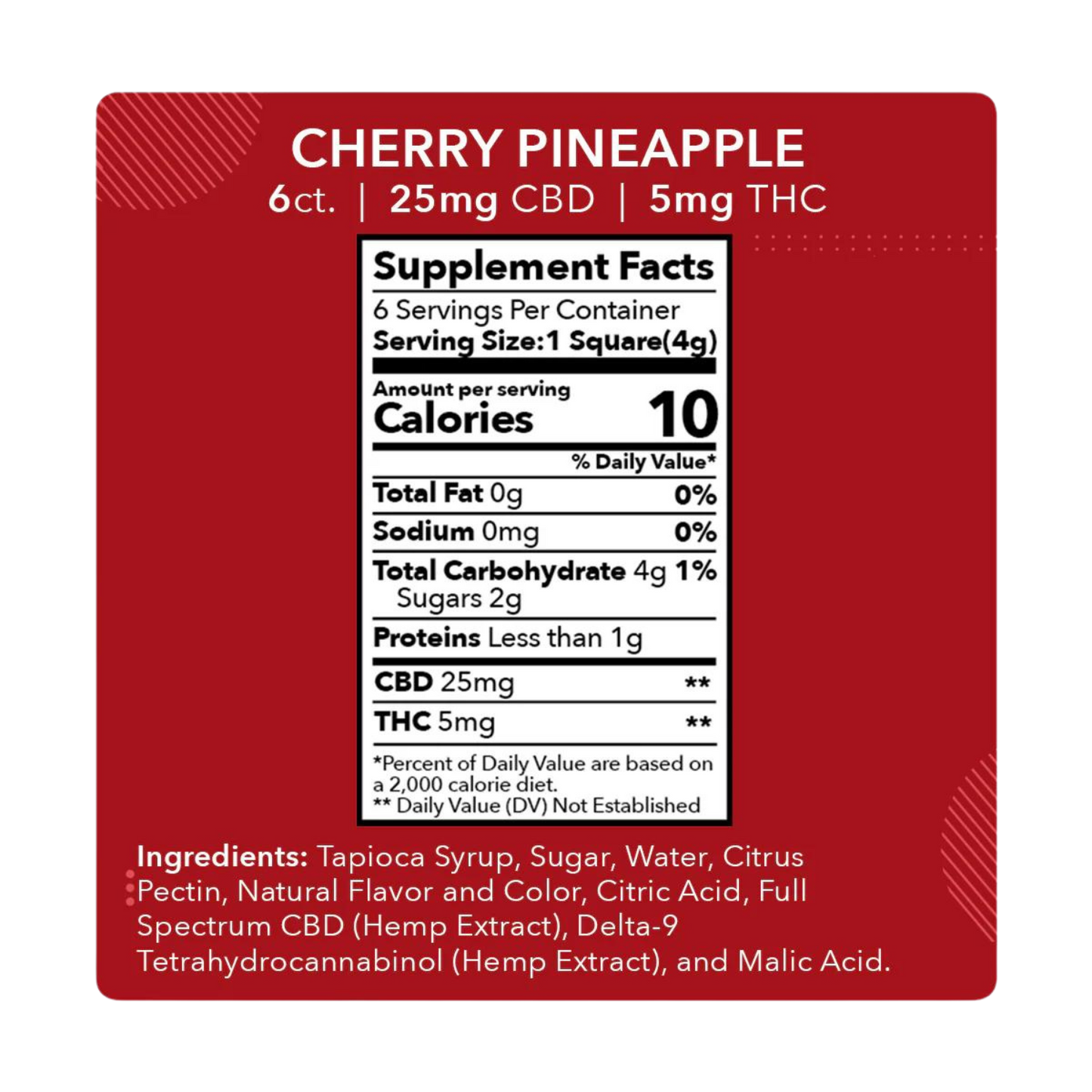 Gummies CHERRY PINEAPPLE x6 - 25mg CBD / 05mg THC
