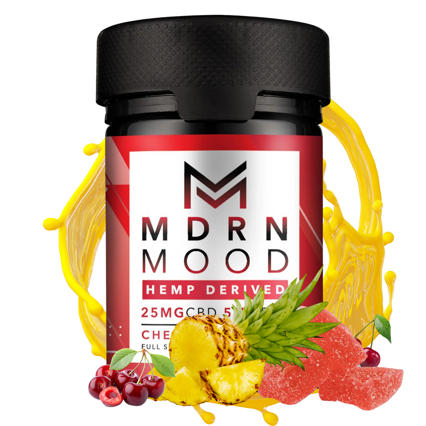 Gummies Cherry Pineapple x20 – 25mg CBD / 5mg THC – MDRN MOOD devient HAPPY MOOD