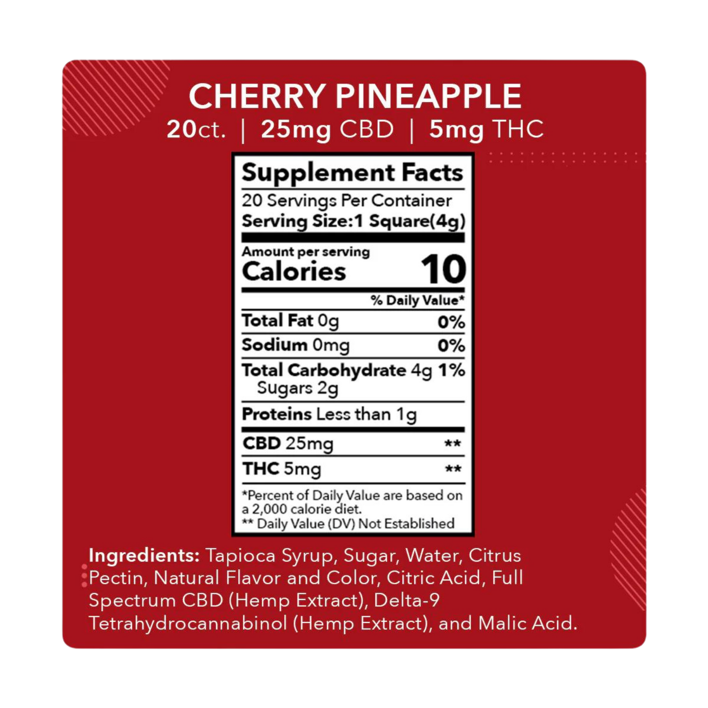 Mes P’tits Cubes – Cherry Pineapple x20 (25mg CBD / 5mg THC) – Anciennement MDRN MOOD / HAPPY MOOD