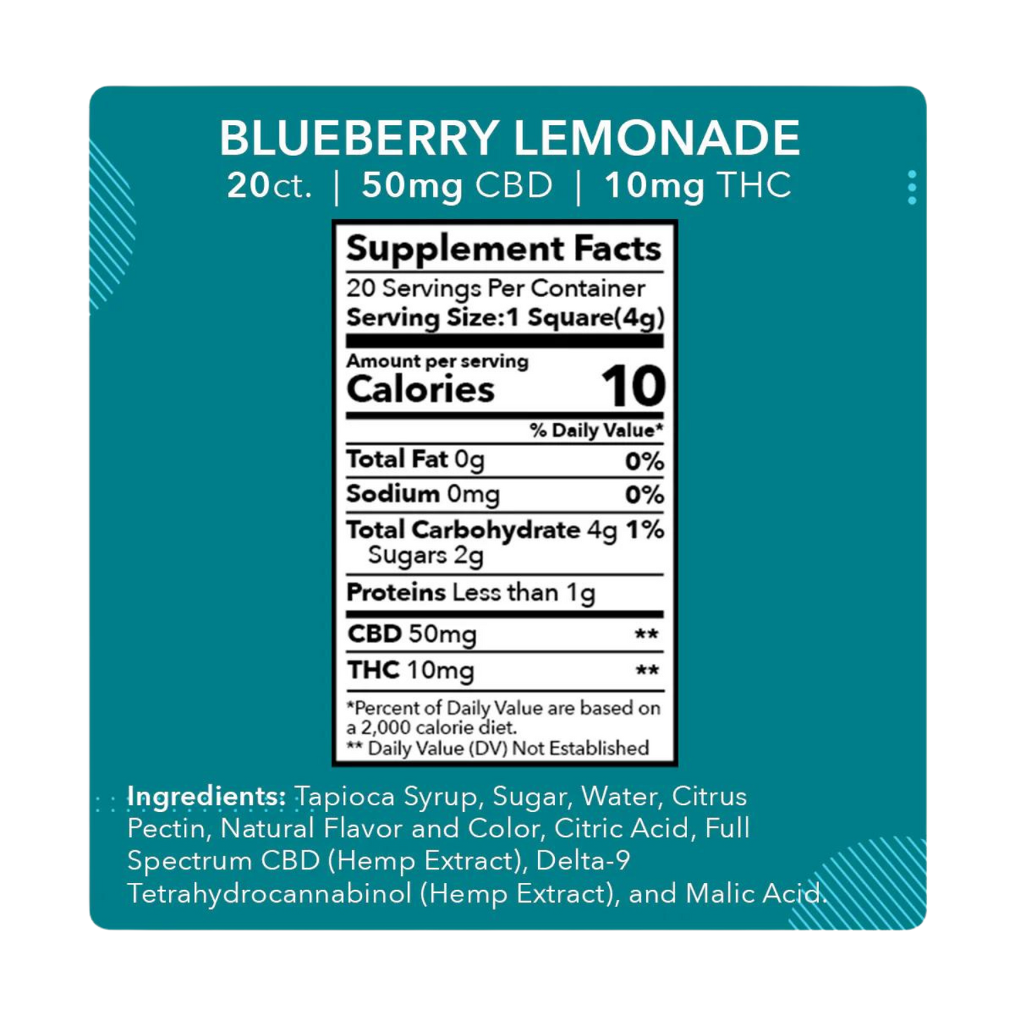 Mes P’tits Cubes – Blueberry Lemonade x20 (50mg CBD / 10mg THC) – Anciennement MDRN MOOD / HAPPY MOOD