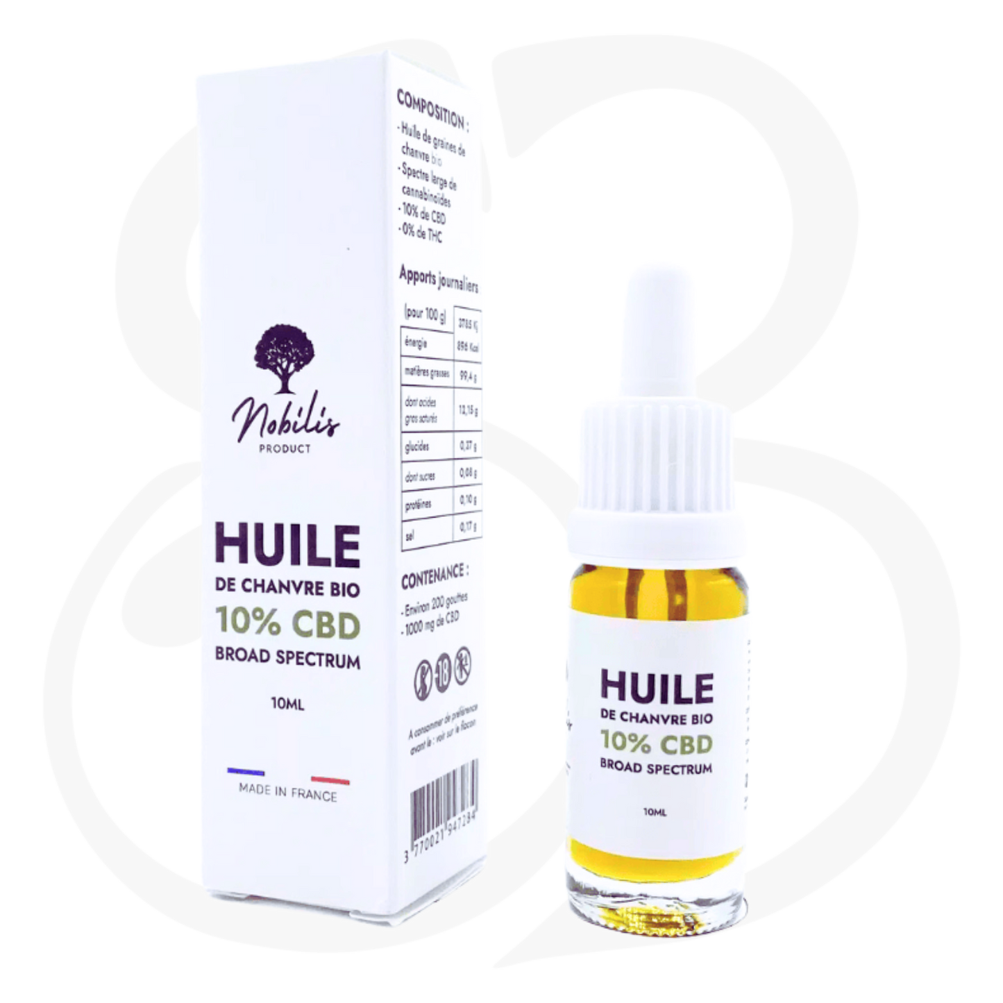 NOBILIS HUILE CBD 10% / 20% BROAD SPECTRUM (sans THC)