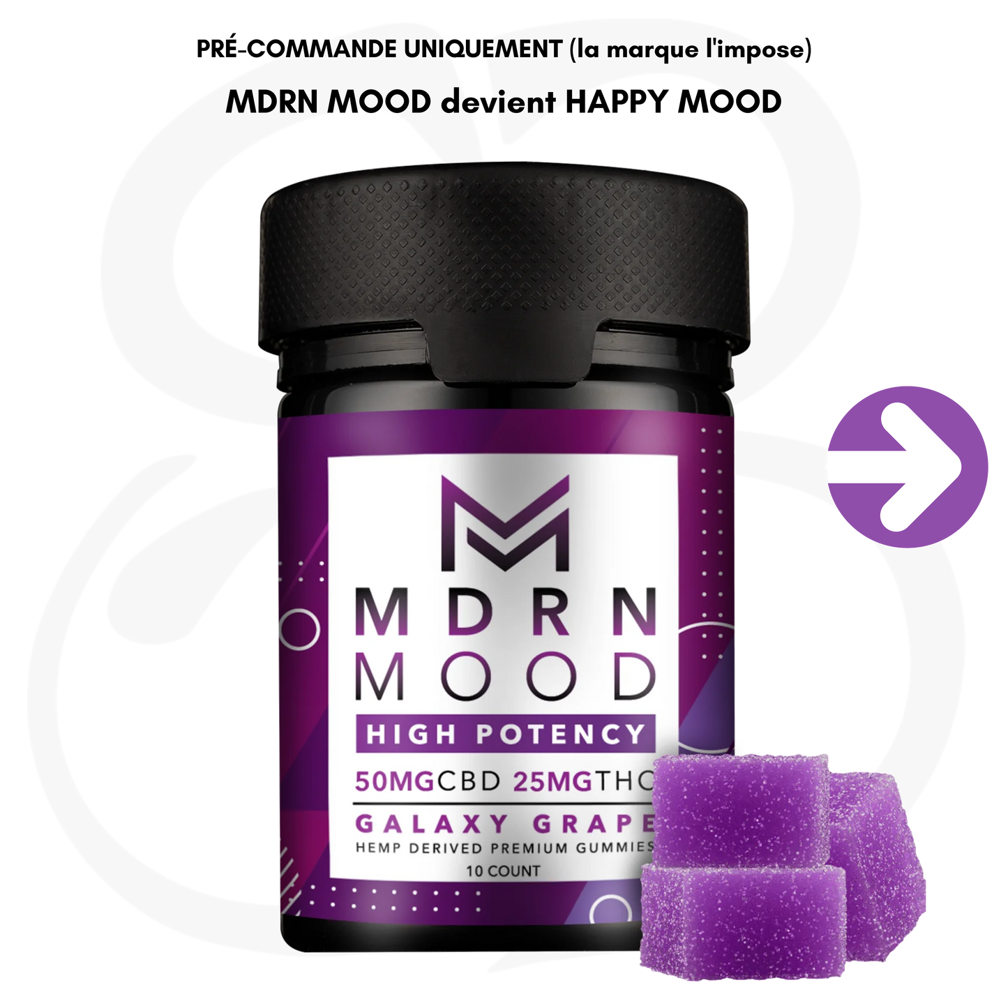 Gummies Galaxy Grape x10 – 50mg CBD / 25mg THC – MDRN MOOD devient HAPPY MOOD
