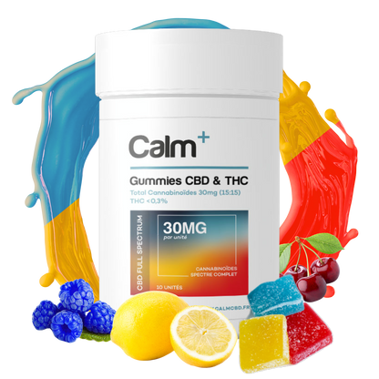 Gummies CERISE - CITRON - FRAMBOISE BLEU x10 - 15mg CBD / 15mg THC