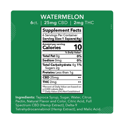 Gummies WATERMELON x6 - 25mg CBD / 02mg THC