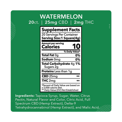 Gummies WATERMELON x20 - 25mg CBD / 02mg THC