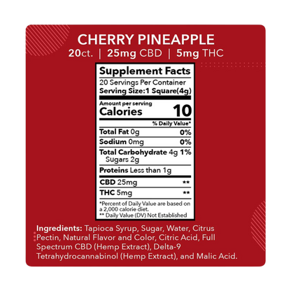 Gummies Cherry Pineapple x20 – 25mg CBD / 5mg THC – MDRN MOOD devient HAPPY MOOD