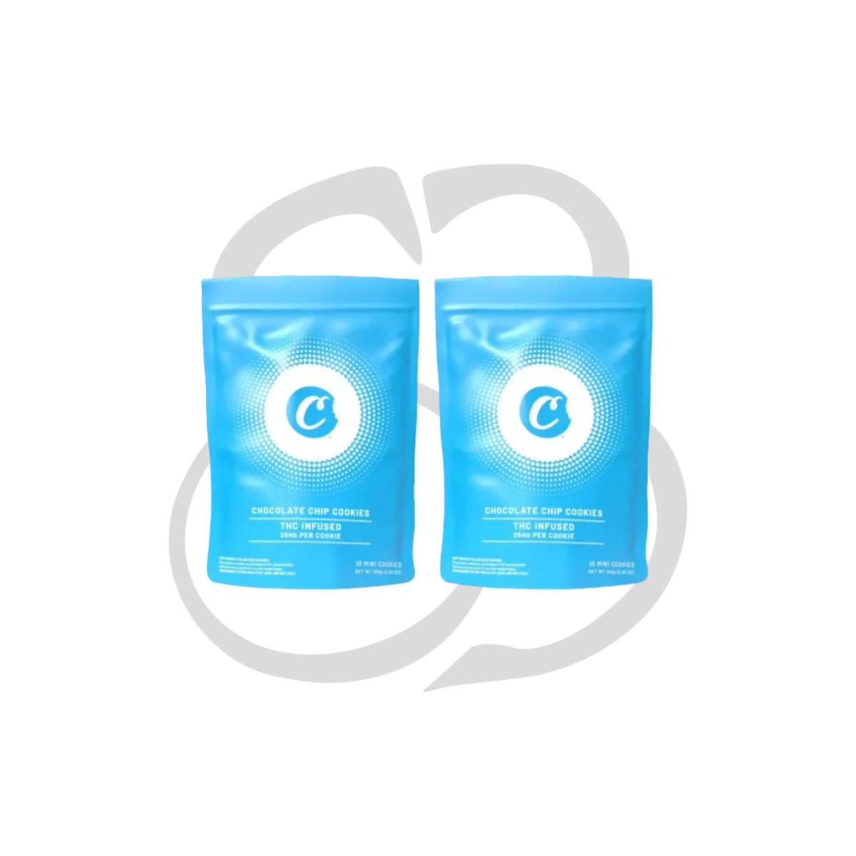 Deux sachets de cookies chocolat COOKIES, format 10 unités par sachet avec dosage indiqué de 200 mg par sachet