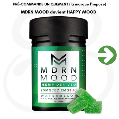 Gummies Watermelon x20 – 25mg CBD / 2mg THC – MDRN MOOD devient HAPPY MOOD
