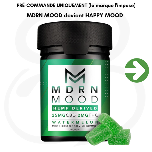 Gummies Watermelon x20 – 25mg CBD / 2mg THC – MDRN MOOD devient HAPPY MOOD