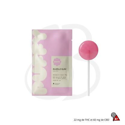 Sucette THC PUFFY gout Bubble Gum packaging