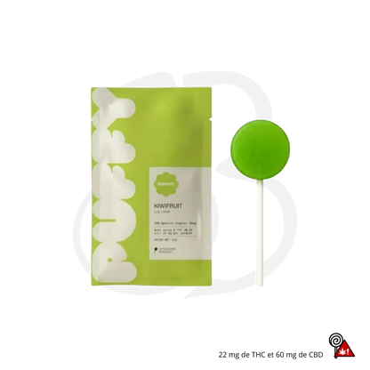 Sucette THC PUFFY gout Kiwi Fruit packaging