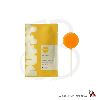 Sucette THC PUFFY gout Orange packaging