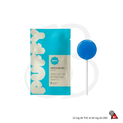 Sucette THC PUFFY gout Papa’s Beard packaging